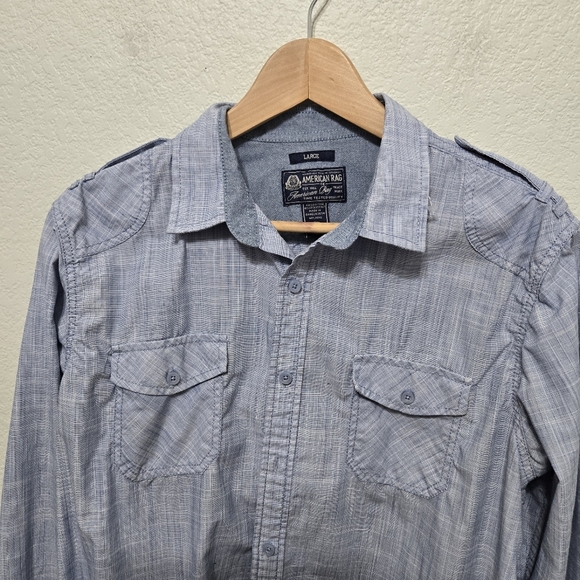 American Rag Casual Gray Button-Up Shirt Size L - Picture 2 of 8
